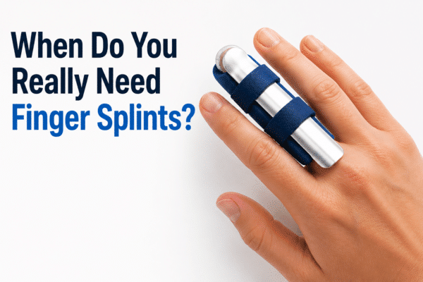 Close-up of a hand wearing Finger Splints.